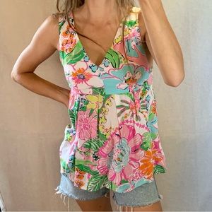 Lilly Pulitzer for Target floral 2015 collaboration v neck babydoll tank top.